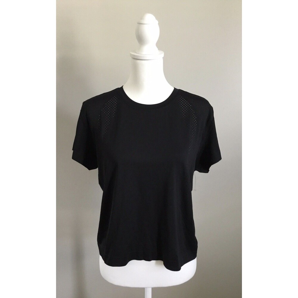 Women's Old Navy Black M Fluid Seamless Fitted T Shirt Sz Medium Breathable - Picture 6 of 12